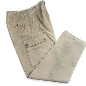 Kikit Maurice Sasson Khaki Cotton Cargo Vintage Multi Pockets Mens Pants Size 32